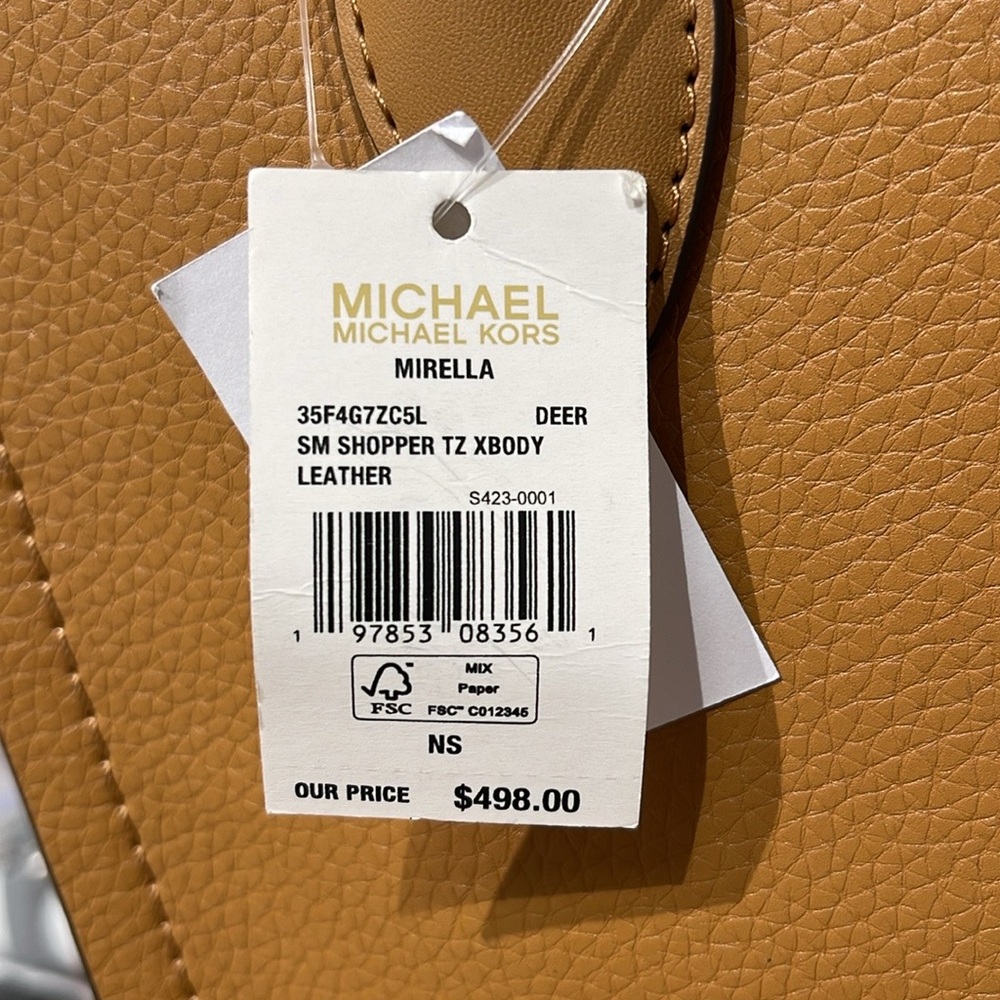 Michael Kors Mirella Small Pebbled Leather Shopper Top Zip Crossbody XBody Bag - Picture 11 of 16